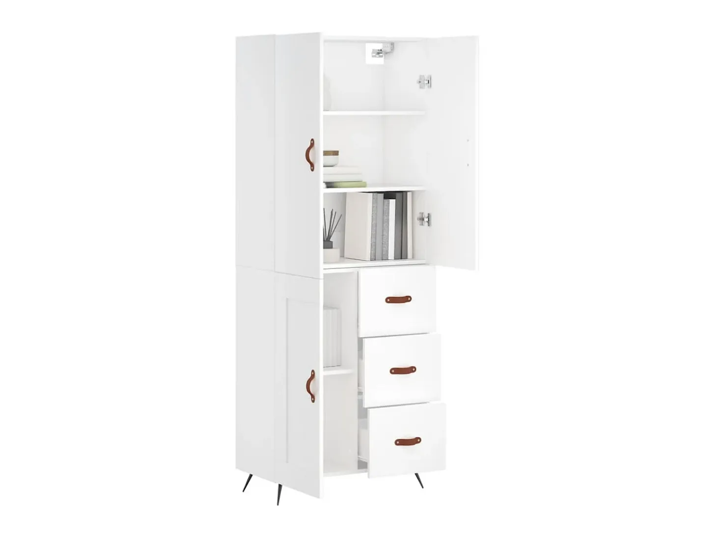 Aparador alto madera contrachapada blanco 69,5x34x180 cm ES12360