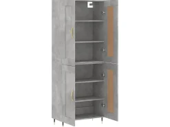 Aparador alto madera contrachapada gris hormigón 69,5x34x180 cm ES84607