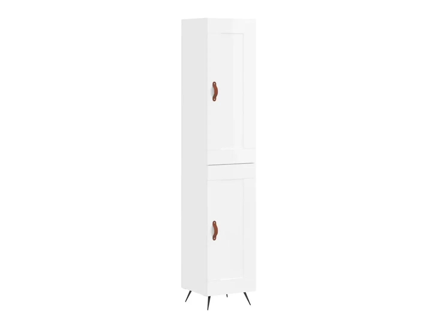 Aparador alto madera contrachapada blanco brillo 34,5x34x180 cm ES28141