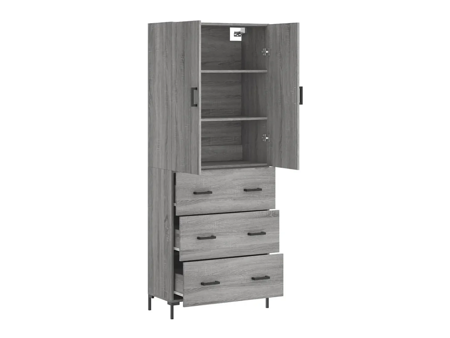 Aparador alto madera contrachapada gris sonoma 69,5x34x180 cm ES11129