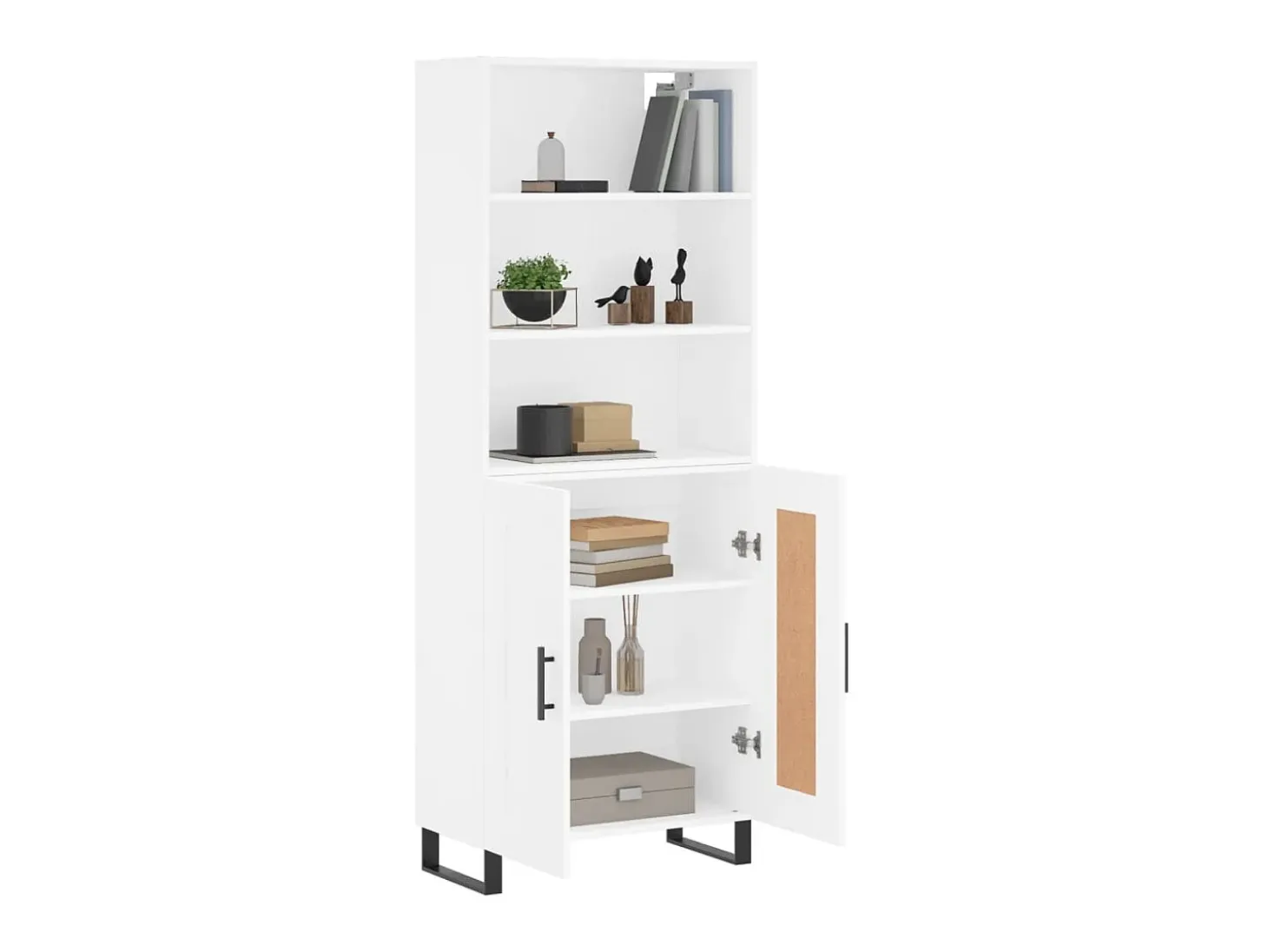 Aparador alto madera contrachapada blanco 69,5x34x180 cm ES39221