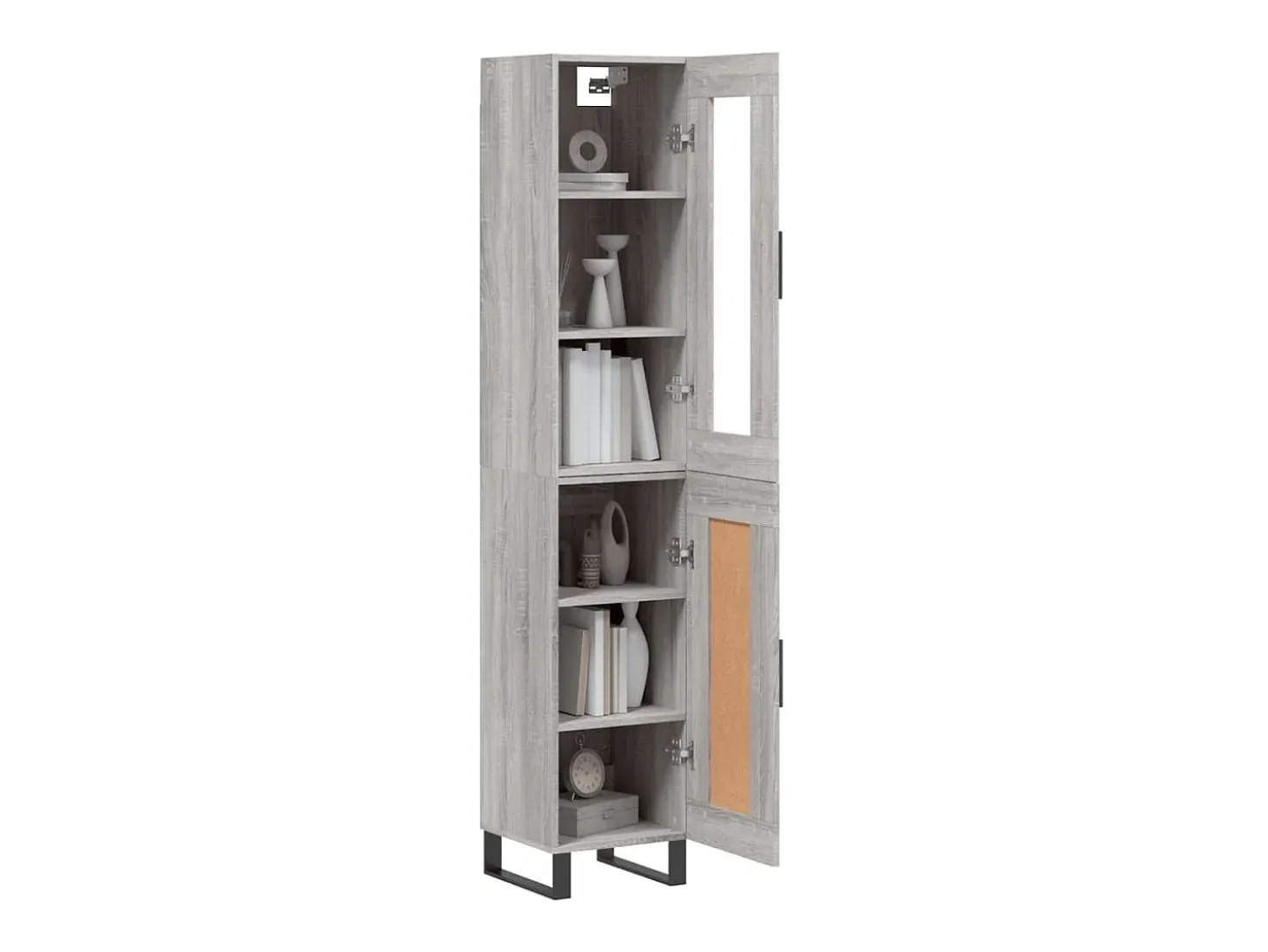 Aparador alto madera contrachapada gris Sonoma 34,5x34x180 cm ES78147