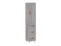 Aparador alto madera contrachapada gris Sonoma 34,5x34x180 cm ES67866