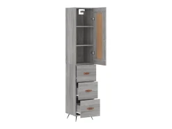 Aparador alto madera contrachapada gris Sonoma 34,5x34x180 cm ES67866