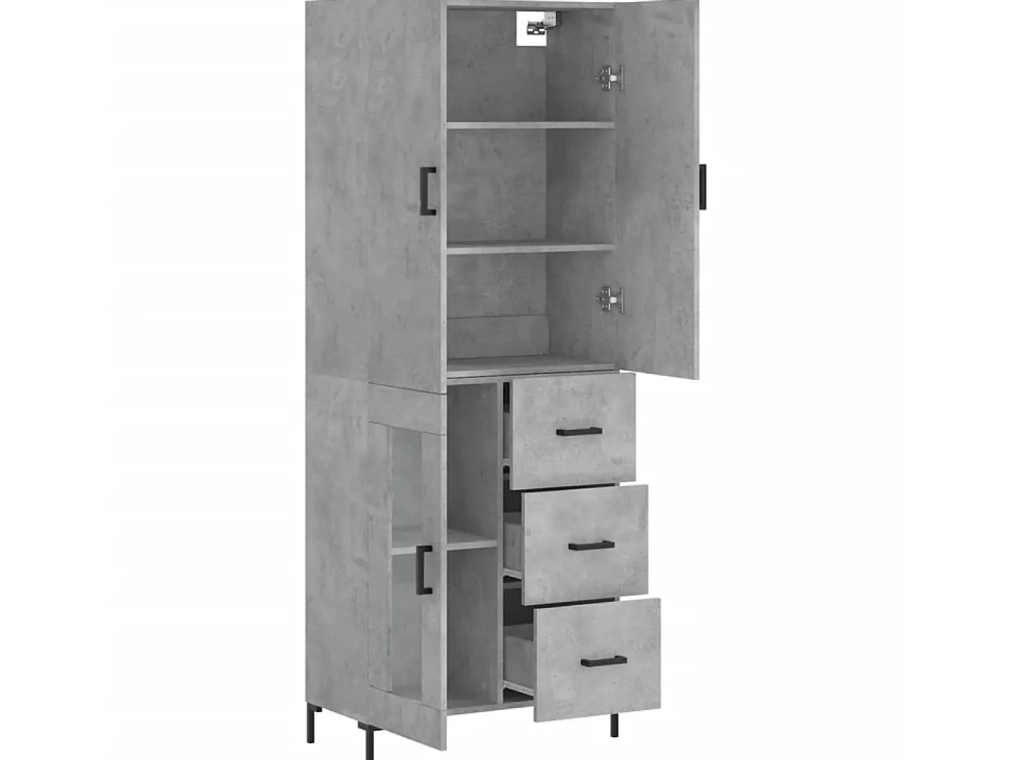 Aparador alto madera contrachapada gris hormigón 69,5x34x180 cm ES87311