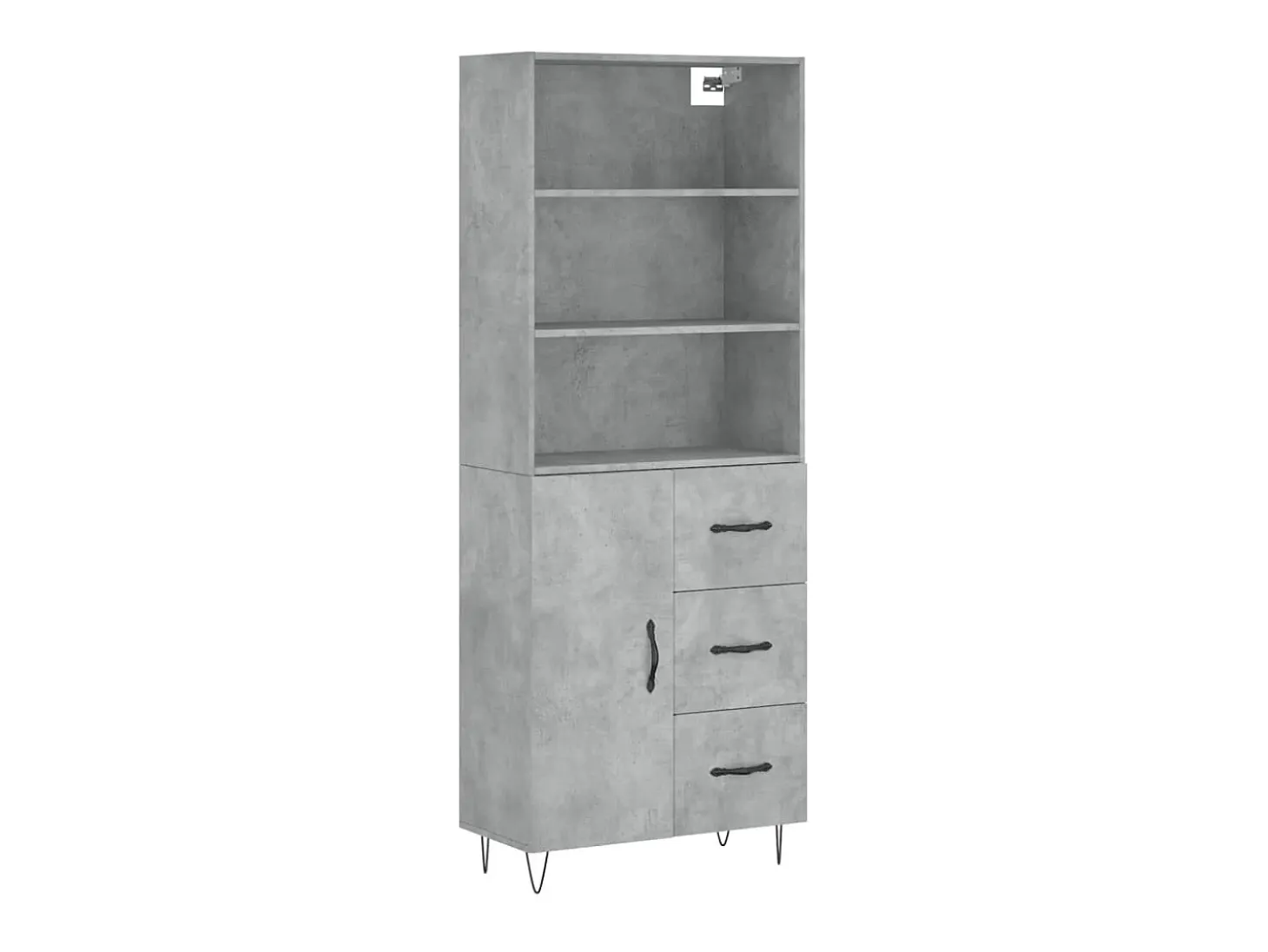 Aparador alto madera contrachapada gris hormigón 69,5x34x180 cm ES54092