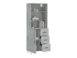 Aparador alto madera contrachapada gris hormigón 69,5x34x180 cm ES54092