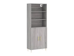 Aparador alto madera contrachapada gris sonoma 69,5x34x180 cm ES56430