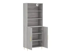 Aparador alto madera contrachapada gris sonoma 69,5x34x180 cm ES56430