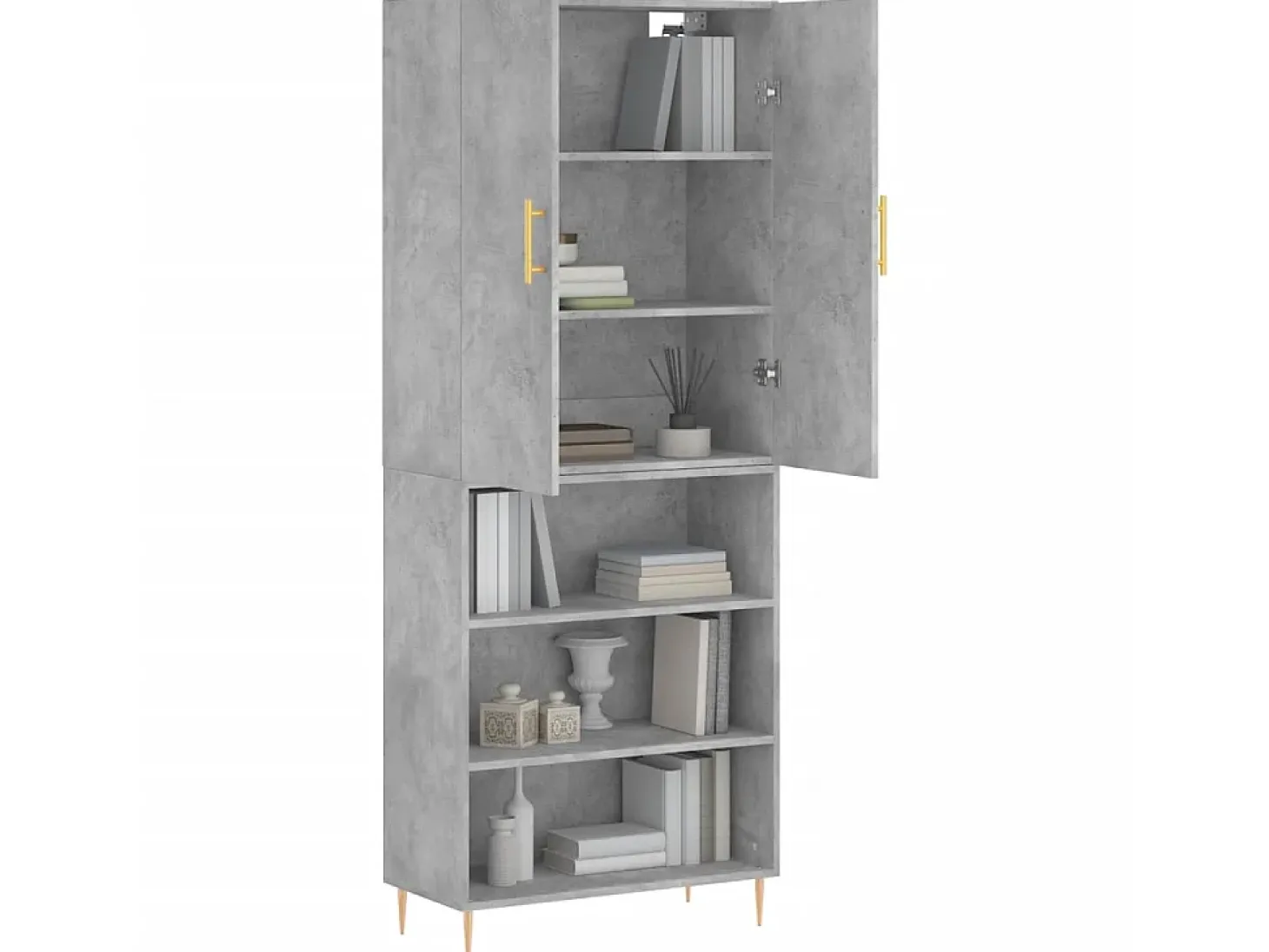 Aparador alto madera contrachapada gris hormigón 69,5x34x180 cm ES81126