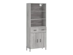 Aparador alto madera contrachapada gris sonoma 69,5x34x180 cm ES80404