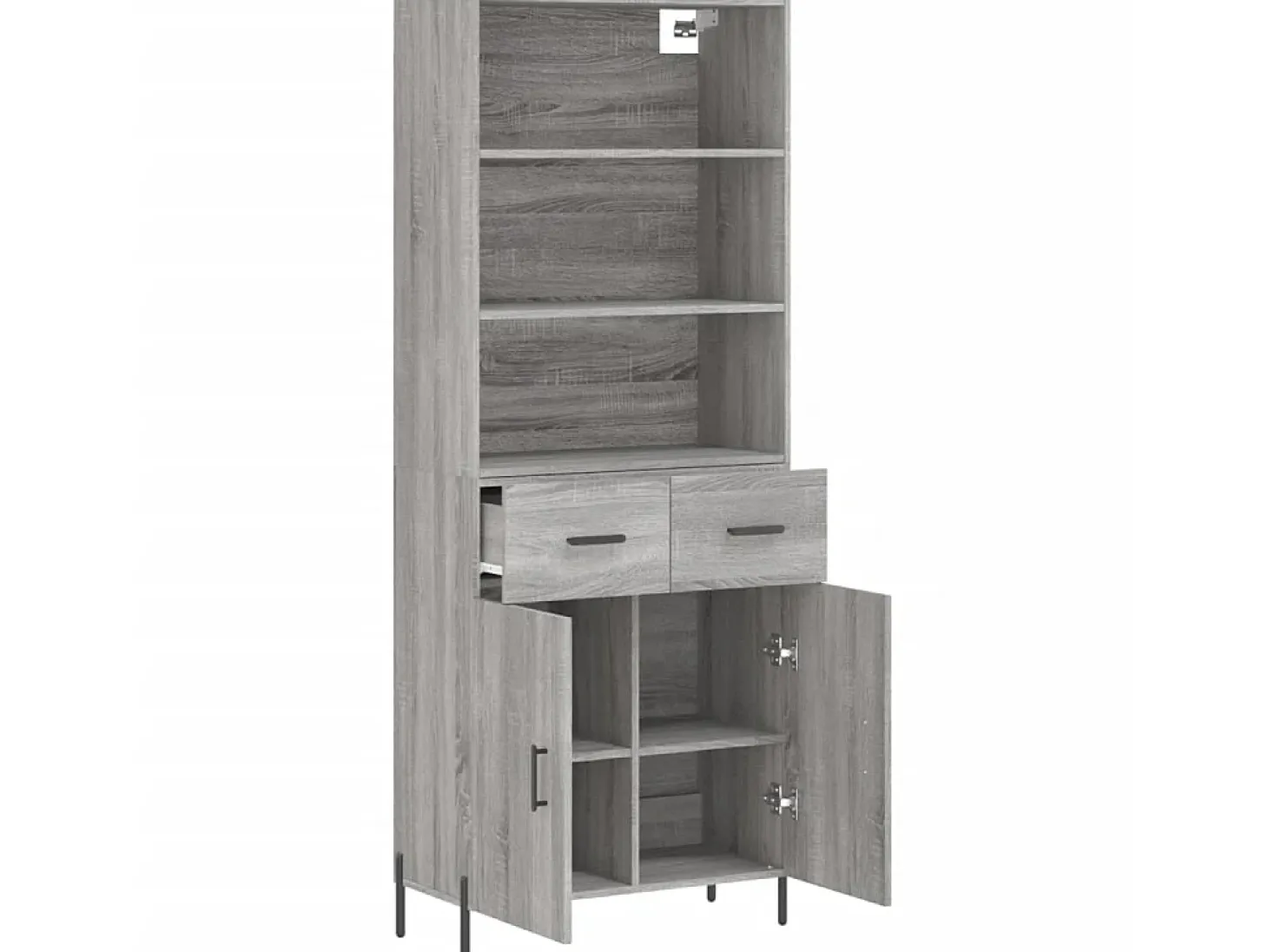 Aparador alto madera contrachapada gris sonoma 69,5x34x180 cm ES80404