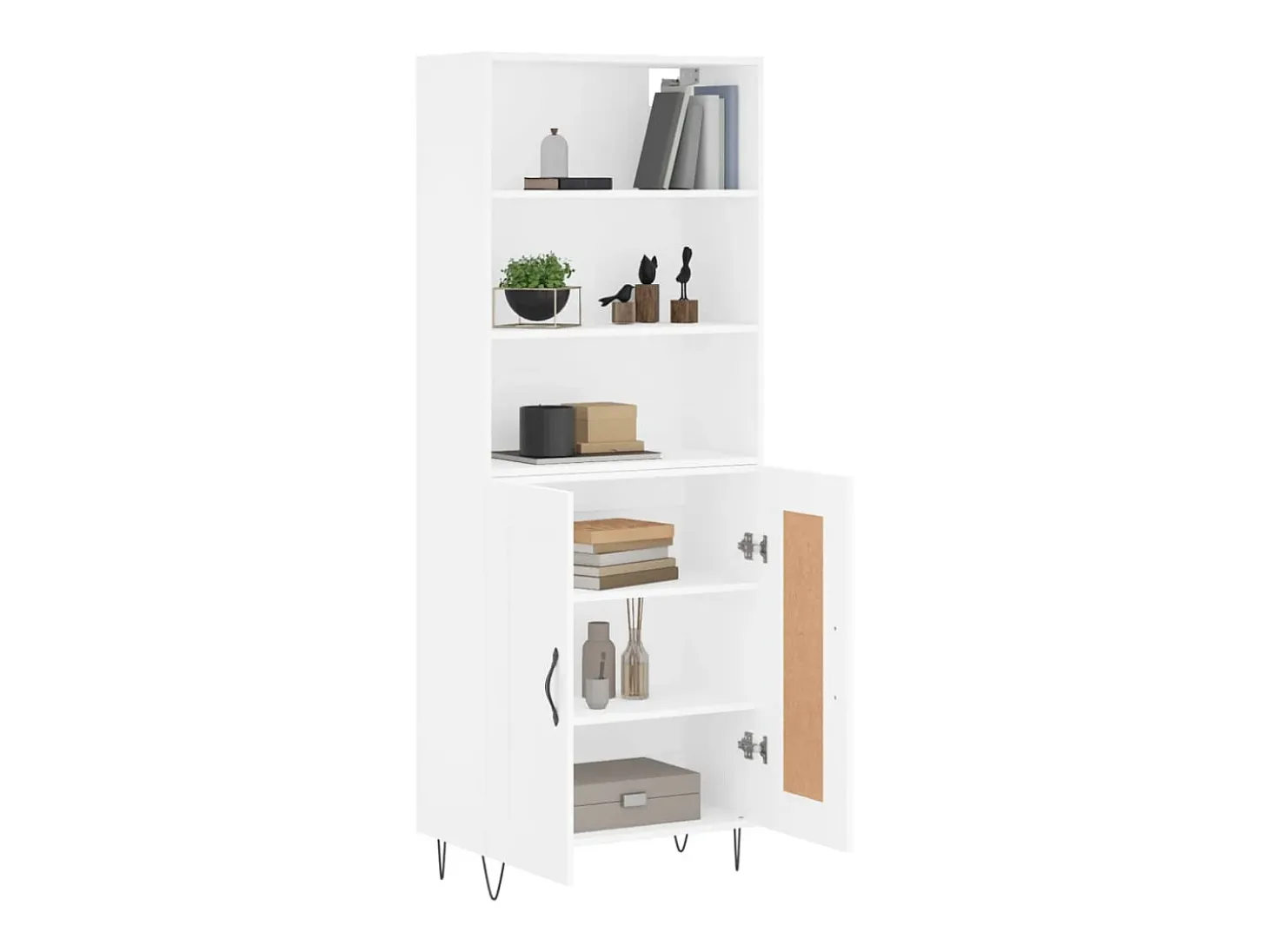 Aparador alto madera contrachapada blanco 69,5x34x180 cm ES56528