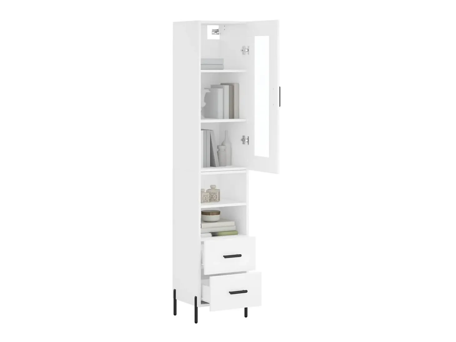 Aparador alto madera contrachapada blanco 34,5x34x180 cm ES71763