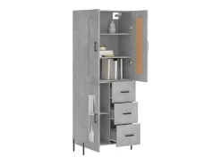 Aparador alto madera contrachapada gris hormigón 69,5x34x180 cm ES62484