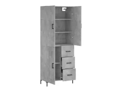 Aparador alto madera contrachapada gris hormigón 69,5x34x180 cm ES82148