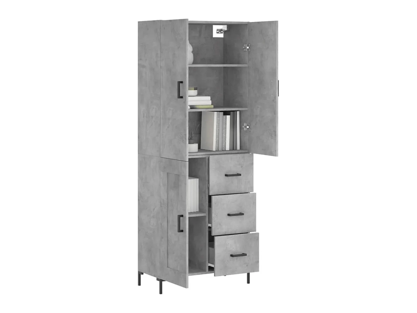 Aparador alto madera contrachapada gris hormigón 69,5x34x180 cm ES82148
