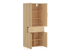 Aparador alto madera contrachapada color roble 69,5x34x180 cm