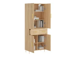 Aparador alto madera contrachapada color roble 69,5x34x180 cm