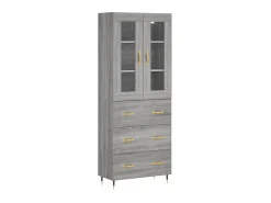 Aparador alto madera contrachapada gris sonoma 69,5x34x180 cm ES24726