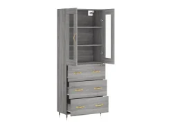 Aparador alto madera contrachapada gris sonoma 69,5x34x180 cm ES24726