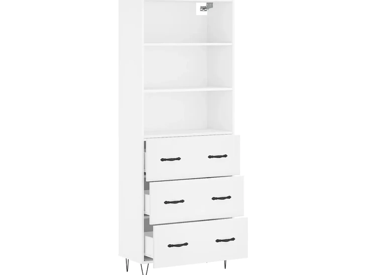 Aparador alto madera contrachapada blanco 69,5x34x180 cm