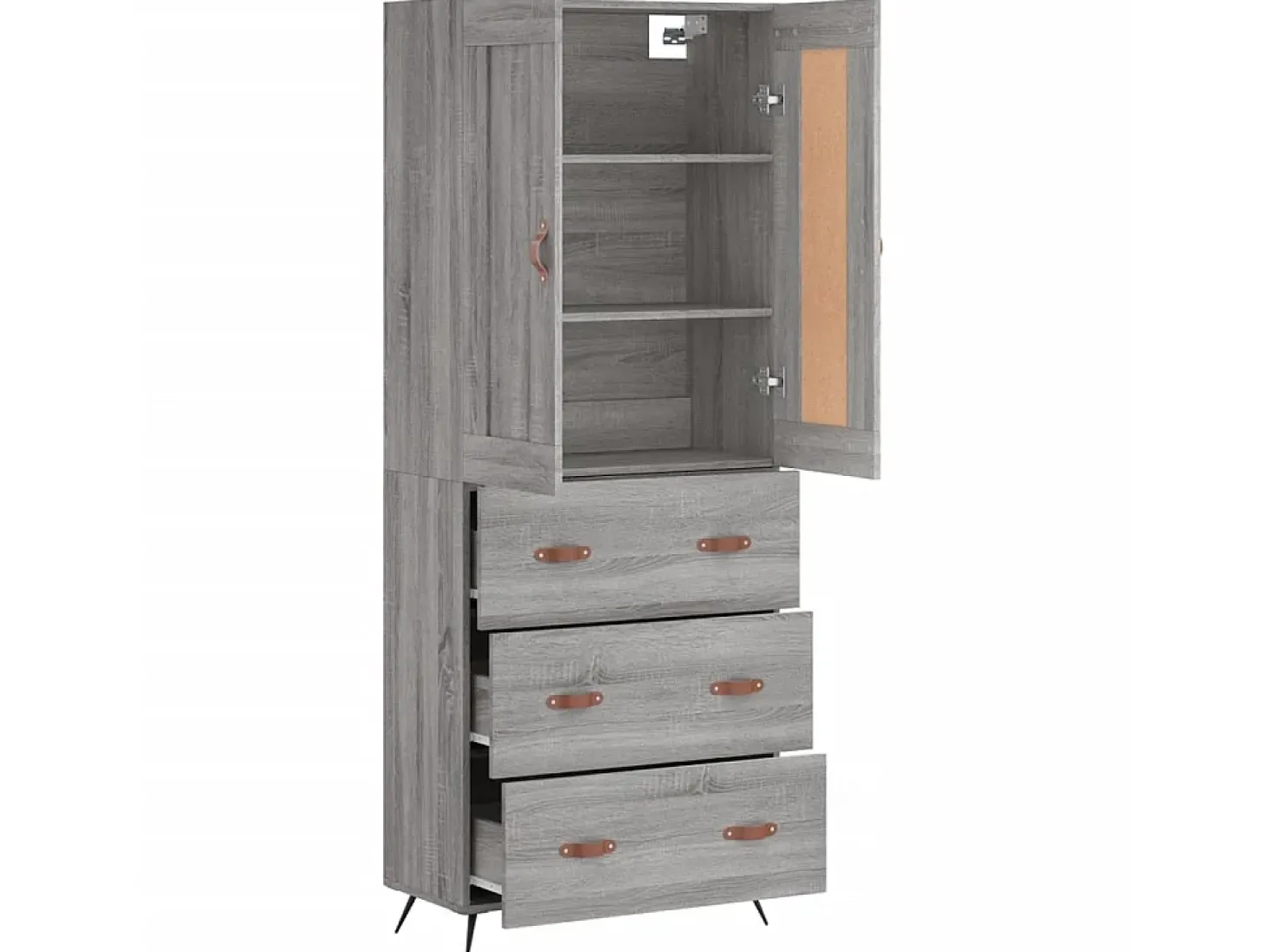 Aparador alto madera contrachapada gris sonoma 69,5x34x180 cm ES85513