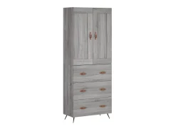 Aparador alto madera contrachapada gris sonoma 69,5x34x180 cm ES85513