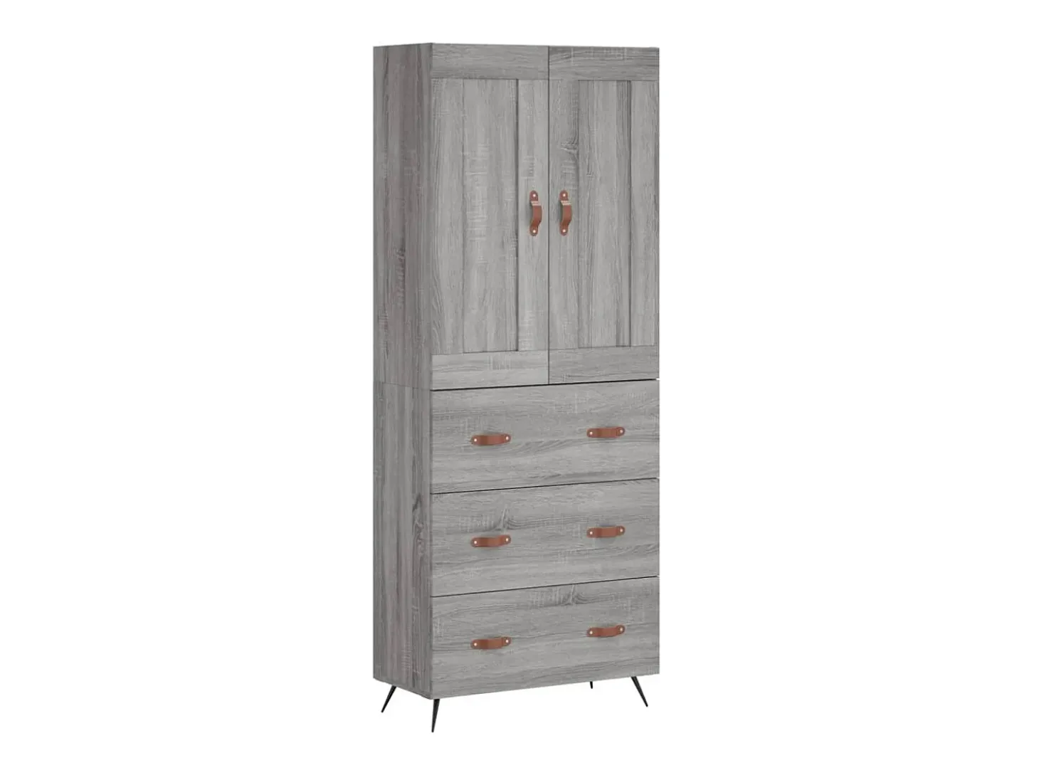 Aparador alto madera contrachapada gris sonoma 69,5x34x180 cm ES85513