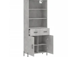 Aparador alto madera contrachapada gris hormigón 69,5x34x180 cm ES29523