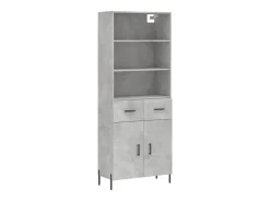 Aparador alto madera contrachapada gris hormigón 69,5x34x180 cm ES29523