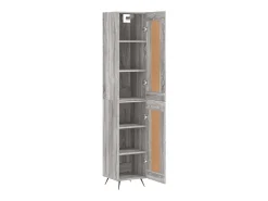 Aparador alto madera contrachapada gris Sonoma 34,5x34x180 cm ES46928