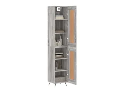 Aparador alto madera contrachapada gris Sonoma 34,5x34x180 cm ES46928
