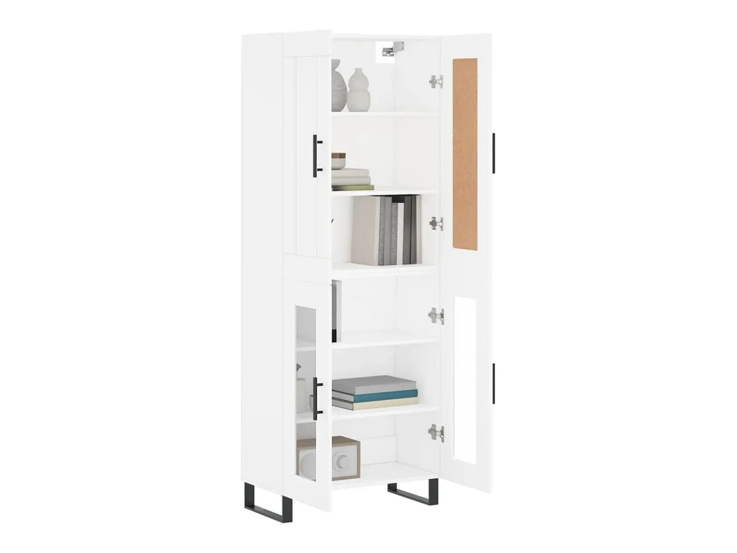 Aparador alto madera contrachapada blanco 69,5x34x180 cm