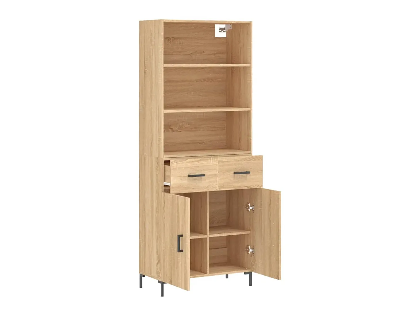 Aparador alto madera contrachapada color roble 69,5x34x180 cm ES36704