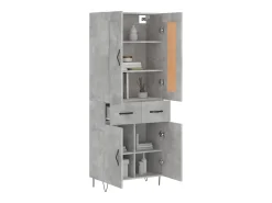 Aparador alto madera contrachapada gris hormigón 69,5x34x180 cm