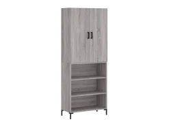 Aparador alto madera contrachapada gris sonoma 69,5x34x180 cm ES59474