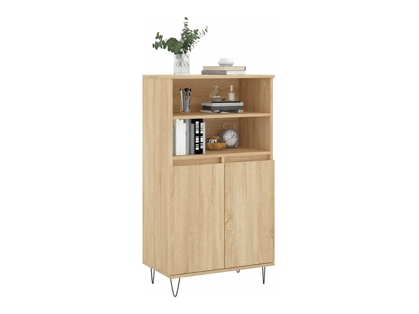 Aparador alto madera contrachapada color roble 60x36x110 cm