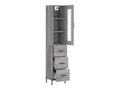 Aparador alto madera contrachapada gris Sonoma 34,5x34x180 cm ES75957