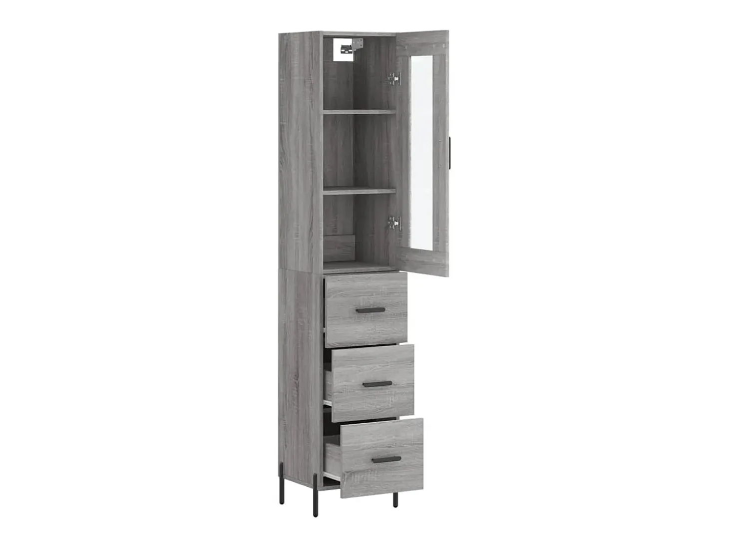 Aparador alto madera contrachapada gris Sonoma 34,5x34x180 cm ES75957