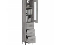 Aparador alto madera contrachapada gris Sonoma 34,5x34x180 cm ES75957