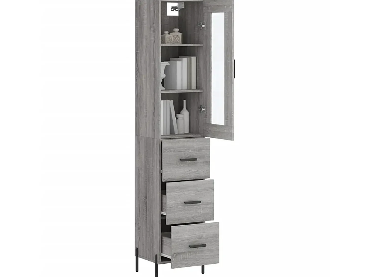 Aparador alto madera contrachapada gris Sonoma 34,5x34x180 cm ES75957