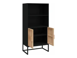 Aparador alto madera contrachapada negro 60x35x125 cm