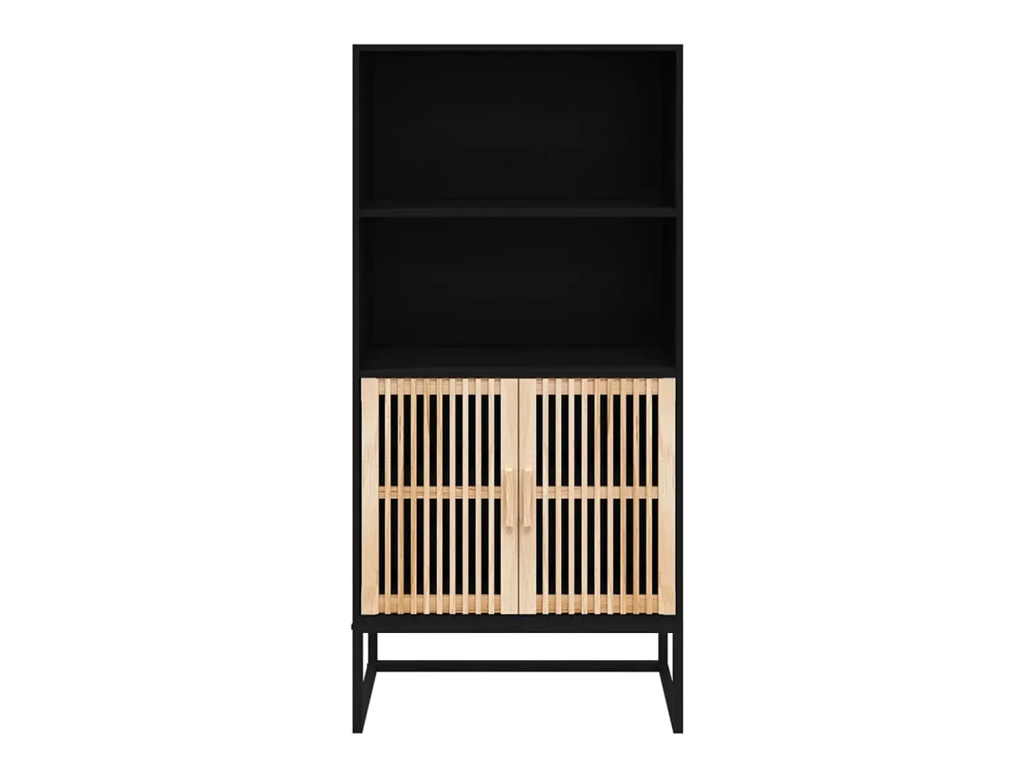 Aparador alto madera contrachapada negro 60x35x125 cm