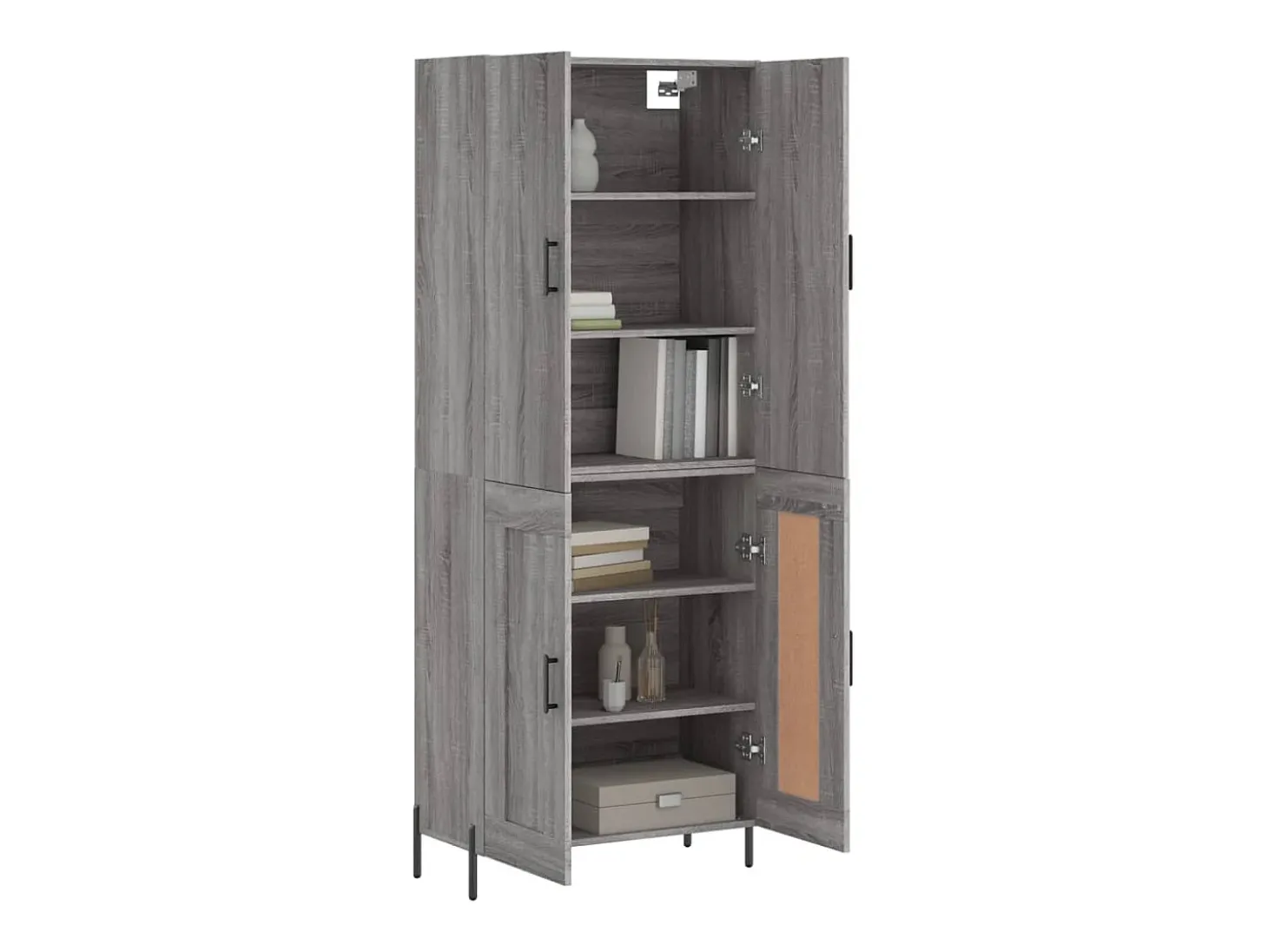 Aparador alto madera contrachapada gris sonoma 69,5x34x180 cm