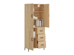 Aparador alto madera contrachapada color roble 69,5x34x180 cm ES84194