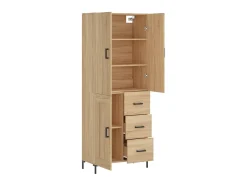 Aparador alto madera contrachapada color roble 69,5x34x180 cm ES84194