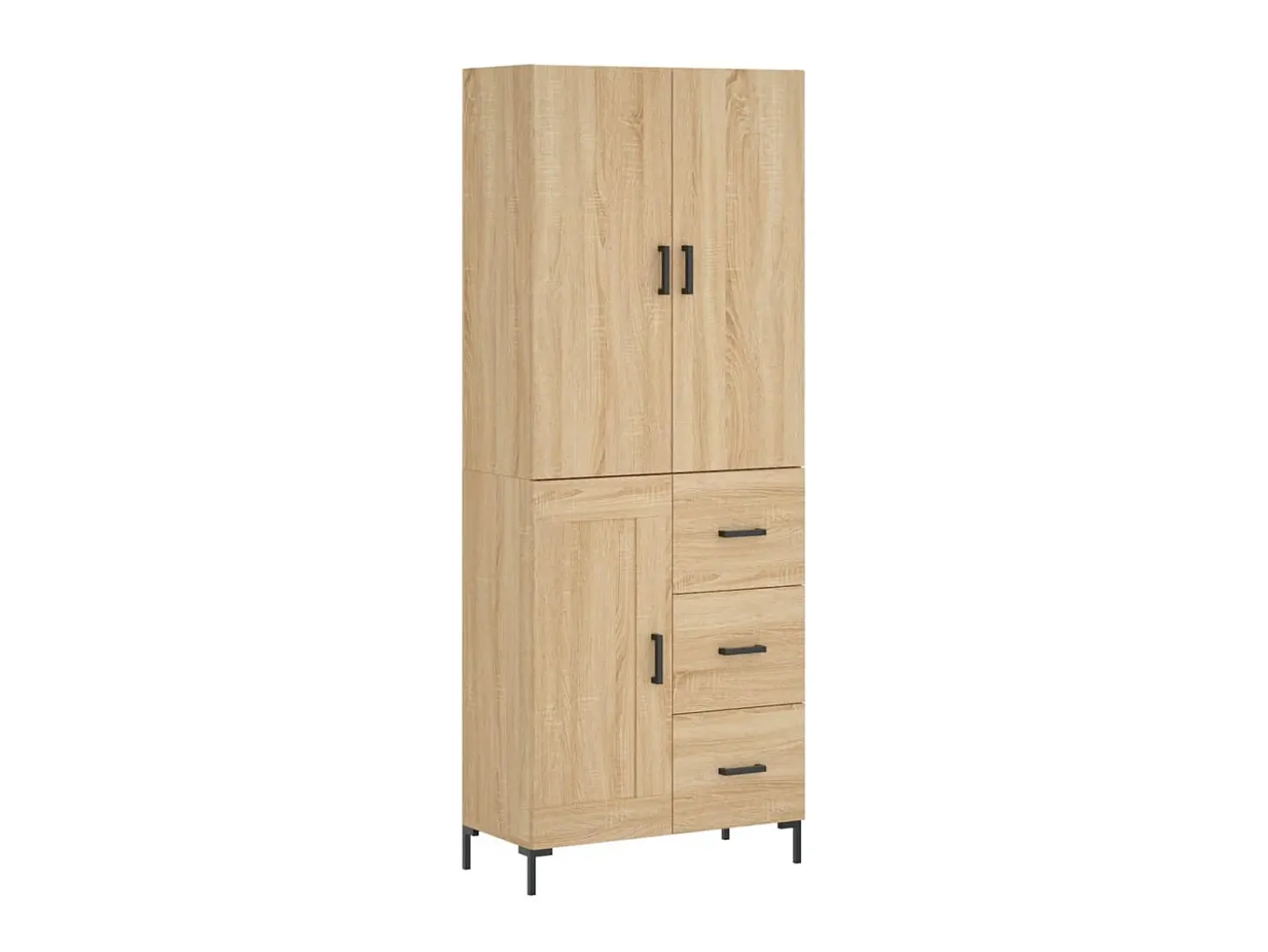 Aparador alto madera contrachapada color roble 69,5x34x180 cm ES84194