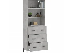 Aparador alto madera contrachapada gris hormigón 69,5x34x180 cm ES59353