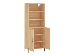 Aparador alto madera contrachapada color roble 69,5x34x180 cm ES341839